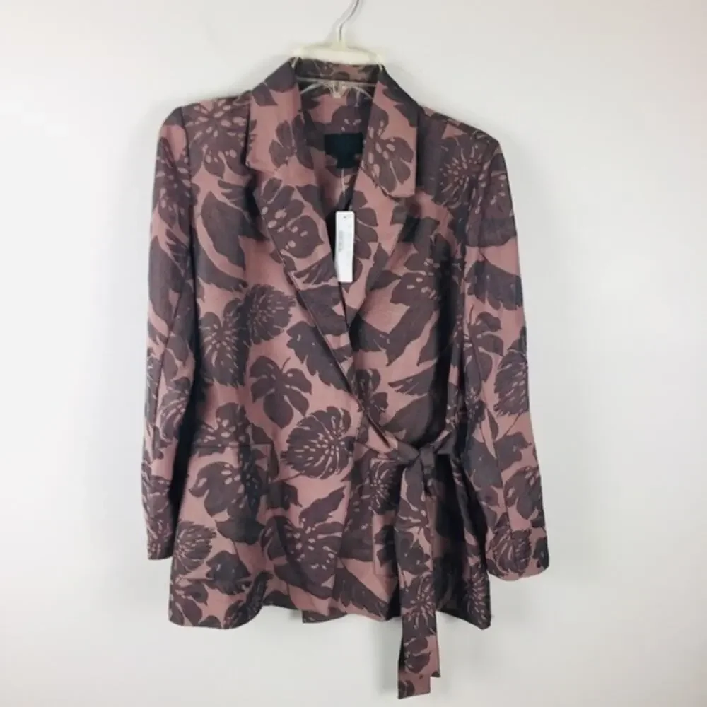 NWT J. Crew Collection Purple Leaf Print‎ Blazer Sz XS